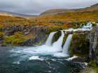 Iceland. Waterfall Dynjandi in Borgarfjordur during autumn. Art Print